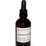 Amber glass bottle containing a Dutasteride solution with black bulb graduated pipette